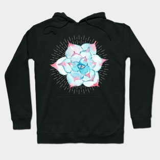 Watercolor Pink Blue Succulent Hoodie